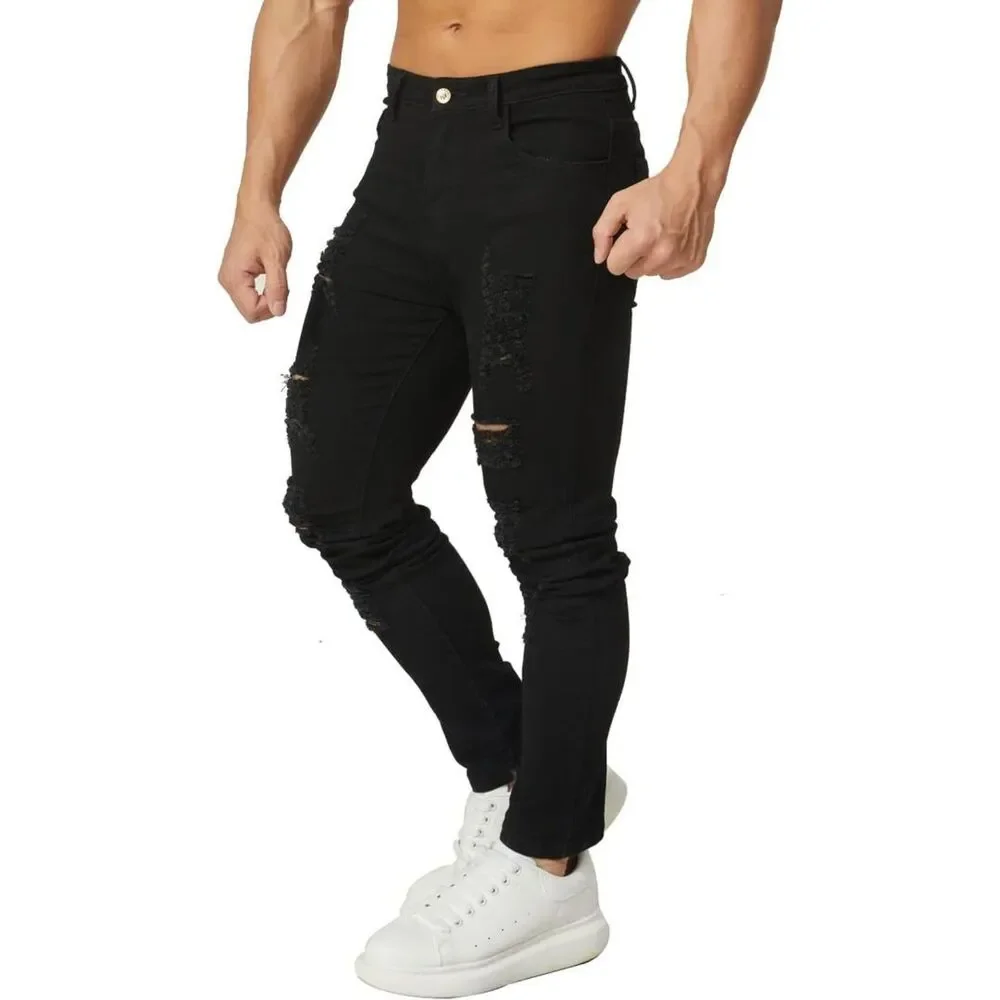 Brand New Hungson Black Ripped Skinny-Fit Men’s Jeans